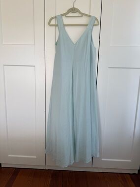 VINCE Light Blue V-Neck Sleeveless Maxi Dress